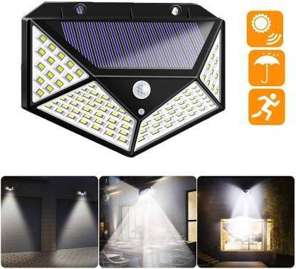 Tankit Solar Interaction Wall Lamp Solar Powered Motion Sensor Interaction Out Door Garden Wall 100 Led Lamp 3 Modes Solar Light Set