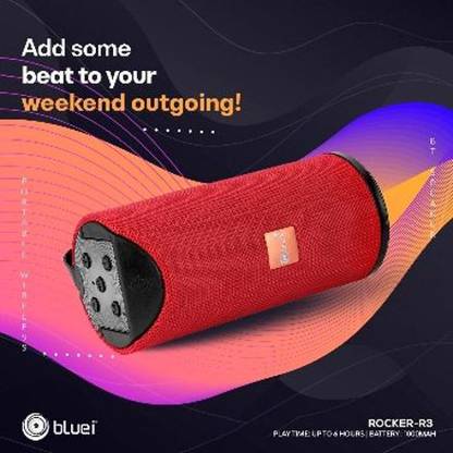 Bluei Rocker R3 High Bass Sound Portable Wireless Bluetooth Speaker with Mic USB, AUX & SD Card Support Compatible with All Mobile Phone, Laptop, Computer 6 W Bluetooth Speaker