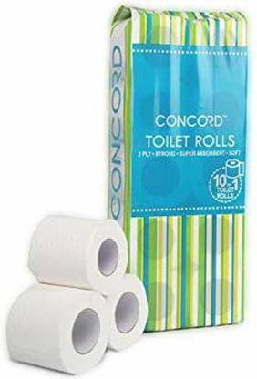 Concord 10 in 1 2 ply Toilet Tissue rolls paper | Pack Of 10 Tissue Rolls | 200 Pulls Per Rolls - 2000 Pulls Pack Toilet Paper Roll