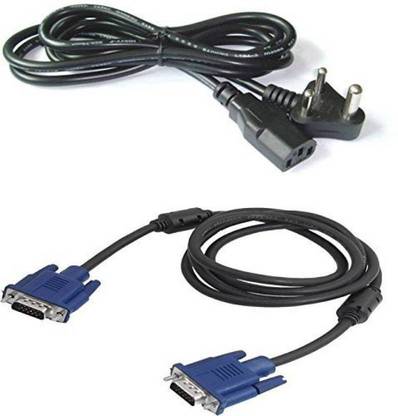 Diktmark  TV-आउट केबल Power Cable and VGA Cable For Computer/Printer/LED/Monitor/PlayStation/Projector