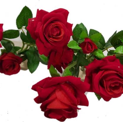 Yurek Red Rose Artificial Flower  with Pot