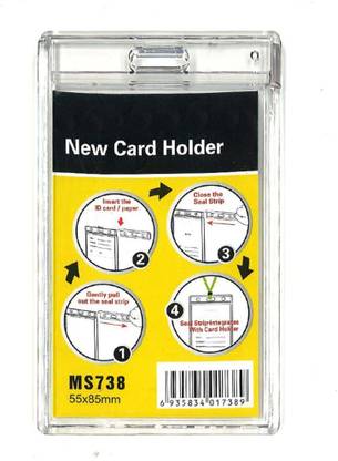 WeKonnect Fully Transparent ID Card Holder, Badge Holder | Crystal Clear, Hard Plastic with Lockable Features and Waterproof for Vertical Cards Only (Pack of 5) can hold 1 Card Holder
