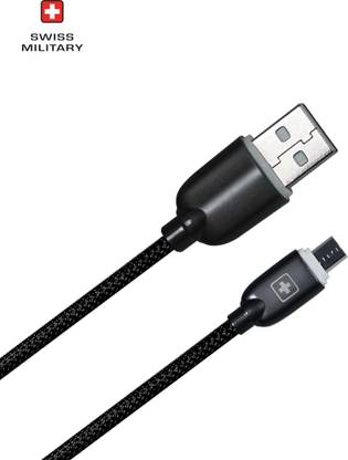SWISS MILITARY Micro USB Cable 2 A 1 m Fast Charging 1.2 Mtr USB Lightning Data Cable with Fishtail Connector with Snake Pattern(Compatible with All USB devices)