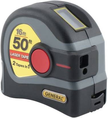 General Tools LTM1 2-in-1 Laser Tape Measure, LCD Digital Display, 50’ Laser Measure, 16’ Tape Measure, Gray Measurement Tape