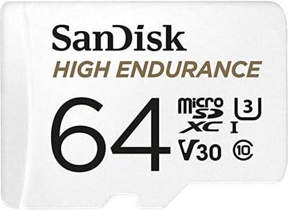 SanDisk SDSQQNR-064G-GN6IA High Endurance Card For dash cams and home security cameras 64 GB MicroSDXC Class 10 100 MB/s  Memory Card Compatible with Mobile, Camera