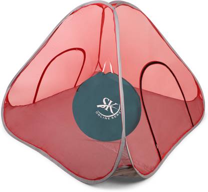 SK Online Services Polyester Adults Washable Double Bed Foldable Mosquito Net/ Macchardani With Base, Portable Double Bed Mosquito Net/Tent with 2 Side Large Zipper Doors Mosquito Net