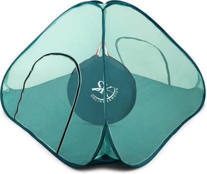 SK Online Services Polyester Adults Washable Round Zipper Double Bed Mosquito net With Cloth Base / Portable Double Bed Mosquito Net With Large Zippers For Easy Entrance And Exit (Dark Green) Mosquito Net