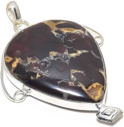 Krishnaimpex Gemstone Handmade Ethnic Silver Plated Jewelry Pendant 2.29" Metal Pendant