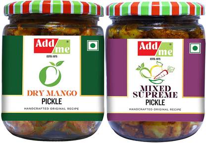 Add me Dry Mango Pickle 500g sukha aam ka achar, Mixed Supreme Pickle 500g Mix achar of aam nimbu mirchi ker karonda lasoda adrak Combo Offer Glass Pack Mango, Mixed Pickle