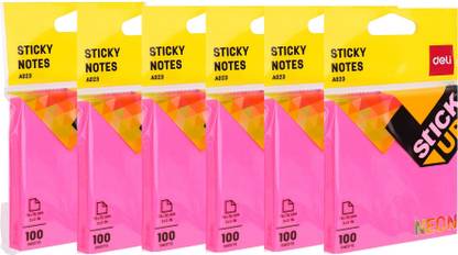 Deli WA02302 Sticky Note | Self Stick Notepad | Self Adhesive Memo Note | To Do List Sticky Note Pads for Home, Office, Study - 3" x 3", Neon Green Color, Pack of 6 x 100 Sheets 100 Sheets Regular, 1 Colors