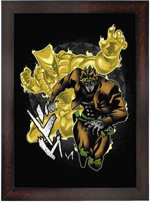 Dio Jojo Anime Printed Paper Printed Poster with Brown Frame Paper Print