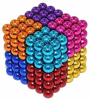 SEAHAVEN Multi-Colored Balls for Kids Degree Round Magnetic Stainless Steel Solid Balls for Kids Toy, or Home,Office Decoration & Stress Relief 216 Pcs (Multicolor) (216 Pieces)