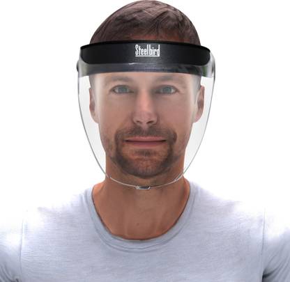 Steelbird YS-20 Helmet Visor Static Face Shield + 1 SB Face Mask ( Pack of 2) for Unisex Safety Visor