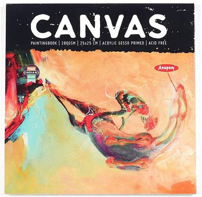 ANUPAM Canvas Painting Book 25X25cm Specially for Oil Painting 280GSM pH Canvas Acid Free - 10 Sheets Sketch Pad