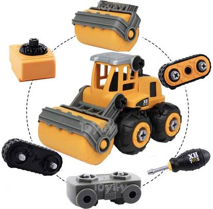 DhyeyCollection Assembly Road Roller with Screw Driver Mounting, Dismounting Road Maker Vehicle Toy