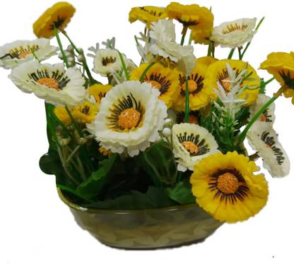 Yurek Multicolor Daisy Artificial Flower  with Pot