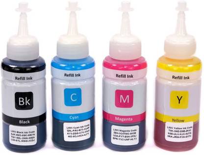Teqbot Printers Pack of 4 Black + Tri Color Combo Pack Ink Bottle