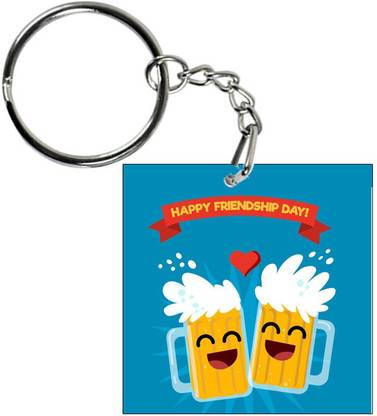 COLOR YARD best happy friendship day keychain with background with beer design on Key Chain