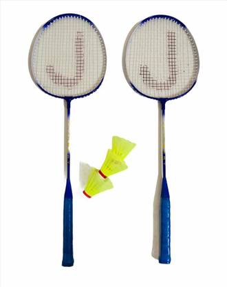 JOJOMART TOKYO 2020 Badminton Set Of 2 Piece Racquet with 3 Piece Plastic Shuttle (BLUE) Badminton Kit