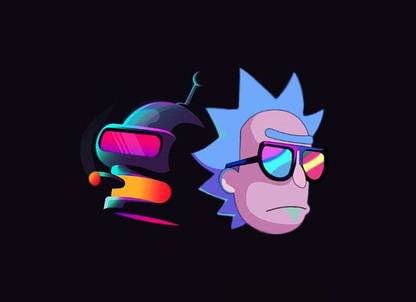 Crossover Bender Futurama Futurama Rick Sanchez Paper Print
