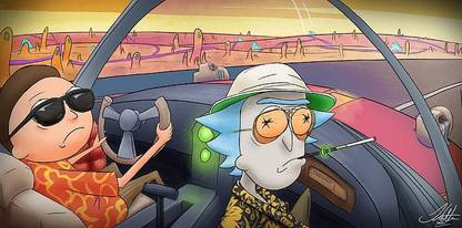 Rick And Morty Drawing Fear And Loathing In Las Vegas Crossover Paper Print