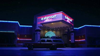 Stranger Things Starcourt Car Blue Shopping Mall Paper Print