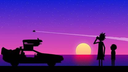 Rick And Morty Sunset Rick Sanchez Delorean Paper Print