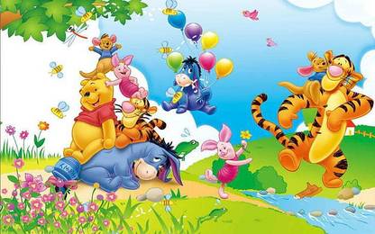 Winnie The Pooh Eeyore Piglet Tigger And Kanga Cartoon Matte Finish Poster Photographic Paper