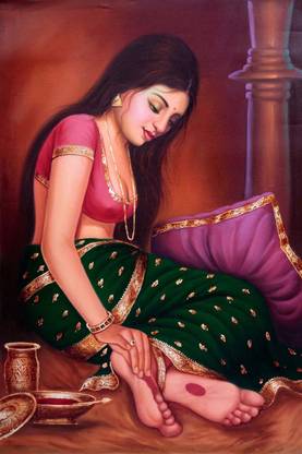 Wall poster of Woman Art Oil Painting Poster | Office Wall Decorative Poster | Woman Art painting (Without Frame) Paper Print