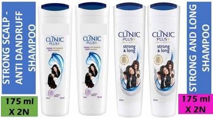 Clinic Plus STRONG SCALP ANTI - DANDRUFF SHAMPOO WITH ZPTO FORMULA (175 ml X 2N ) AND HEALTH SHAMPOO FOR STRONG AND LONG HAIR WITH MILK PROTEIN AND MULTI VITAMIN (175 ml X2N)