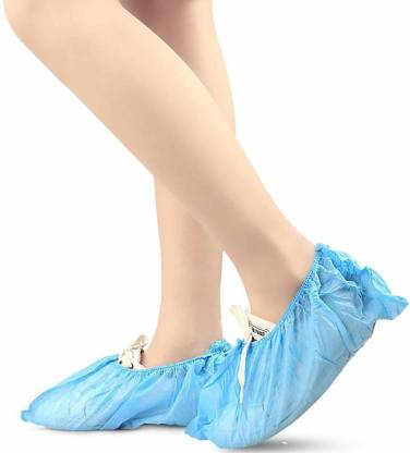 Khushi PLASTIC SHOE COVER DISPOSABLE PACK OF 100 PP (Polypropylene) BLUE Boots Shoe Cover, Flat Shoe Cover, High Ankle Shoe Cover, High Heeled Shoe Cover, Toes Shoe Cover