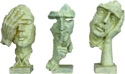 DEQUERA Human Face with Hand on his Mouth Showpiece for Home Decor|Decorative Items for Room|Home Decoration Items|Table Decoration Items |Showpiece Antique. Decorative Showpiece  -  20.1 cm