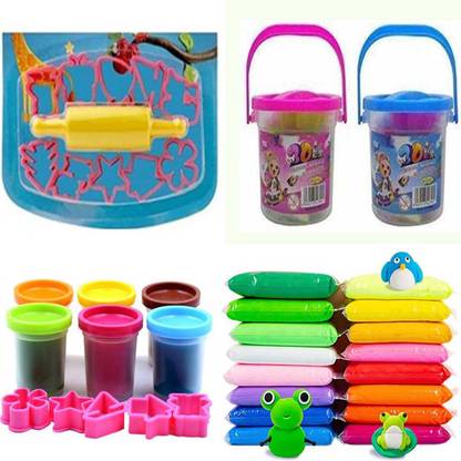 anjanaware DIY Colourful Non-Toxic Modeling Air Dry Bouncing Clay with Tools / Play Dough Set / Clay Set For Kids