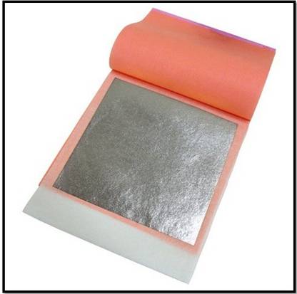 Nature's Bridge Chandi Vark / Edible Silver Leaf - (50 Leaf) Jumbo Sized Sheet 12 cm x 12 cm / German Finest Silver Leaves for sweets / Face Pack / Chandi ka Warq Glitters