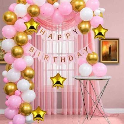 Panch shakti Traders Solid PST_Pink Happy Birthday Decorations Combo Kit 223 Balloon Bouquet