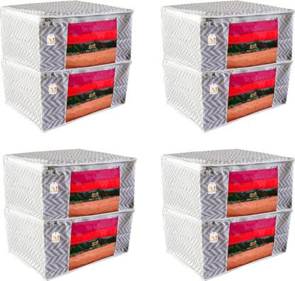 gracify PK08 Non woven GreySaree Cover Pack Of 8 0AI-ZIGZAG-Grey-PK08