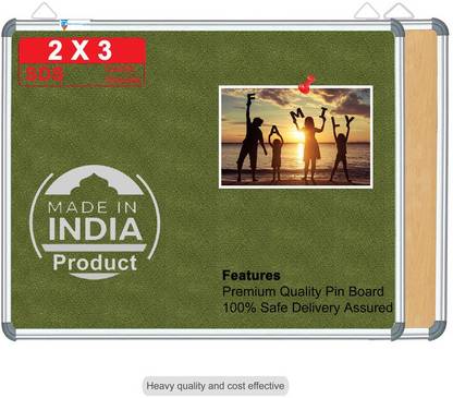 sunway Display Systems 2X3 ft. Olive Notice Board/Pin Board/Bulletin Board/Soft Board for Home, School, and Office Cork Cork Bulletin Board Cork Bulletin Board