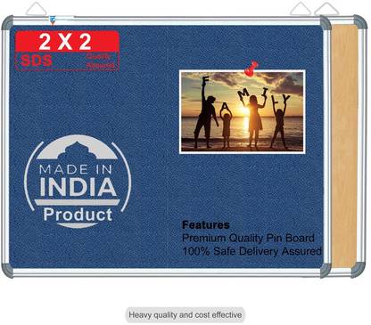 sunway Display Systems 2*2 ft. Azure Notice Board/Pin Board/Bulletin Board/Soft Board for Home, School, and Office Cork Cork Bulletin Board Cork Bulletin Board