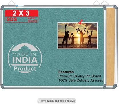 sunway Display Systems 2X3 ft. Spearmint Notice Board/Pin Board/Bulletin Board/Soft Board for Home, School, and Office Cork Cork Bulletin Board Cork Bulletin Board