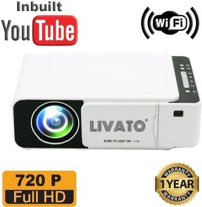 Livato T5 WiFi HD Projector with Built-in YouTube Supports WiFi,HDMI,AV in,USB, Screencast Miracast (5000 lm / 1 Speaker / Wireless / Remote Controller) Portable Projector