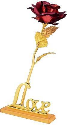 NIBBIN Rose Artificial Flower Gift Set (TM-0999) Gold, Red Rose Artificial Flower