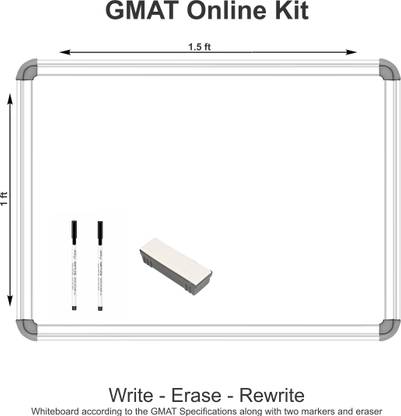 Neniva GMAT Online | Test Simulation Kit | Whiteboard with 4 Fine Tip Markers and Eraser/Duster White board