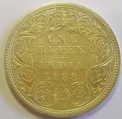 MANMAI COINS BRITISH INDIA - 1 Rupee - Victoria Empress 1888 Silver (.917) 11.66 g 30.79 mm QV Medieval Coin Collection