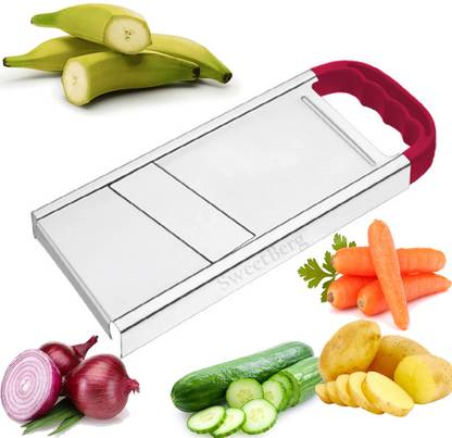 SWEETBERG Banana Potato Chips in Pantry Cutter | Handheld Stainless Steel Chips with Stainless Steel Vegetable Slicer Multipurpose Slicer ANE-5628 Banana Potato Chips in Pantry Cutter | Handheld Stainless Steel Chips with Stainless Steel Vegetable Slicer Multipurpose Slicer Metal Cutter