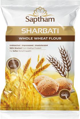 Saptham Sharbati Whole Wheat Flour 5 kg / Stone Milled / Chakki Atta