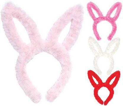 Beauty Love Furry Bunny Ears Headband Set Fur Plush Bunny Ear Hairband/Rabbit Ears Headbands Halloween, Easter Hair Band