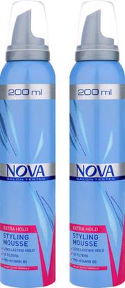NOVA Blue Extra Hold Styling Mousse Hair Spray, 200ml each, PACK OF 2 Hair Spray