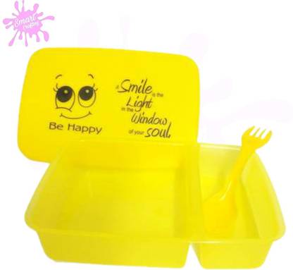 SmartCrafting Be Happy Tiffin set for children Smiley printed designer tififn boxes, food container for children 1 Containers Lunch Box. 2 Containers Lunch Box
