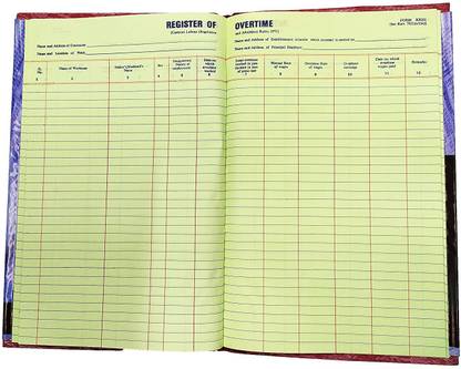LRS Register of Overtime Form XXIII Rule 78(1)(a) 1-Part Register