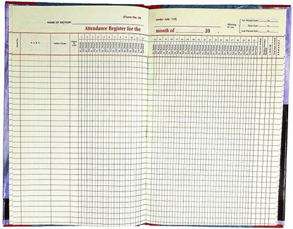 LRS Factory Attendance Register 2-Part Factory Attendance Register